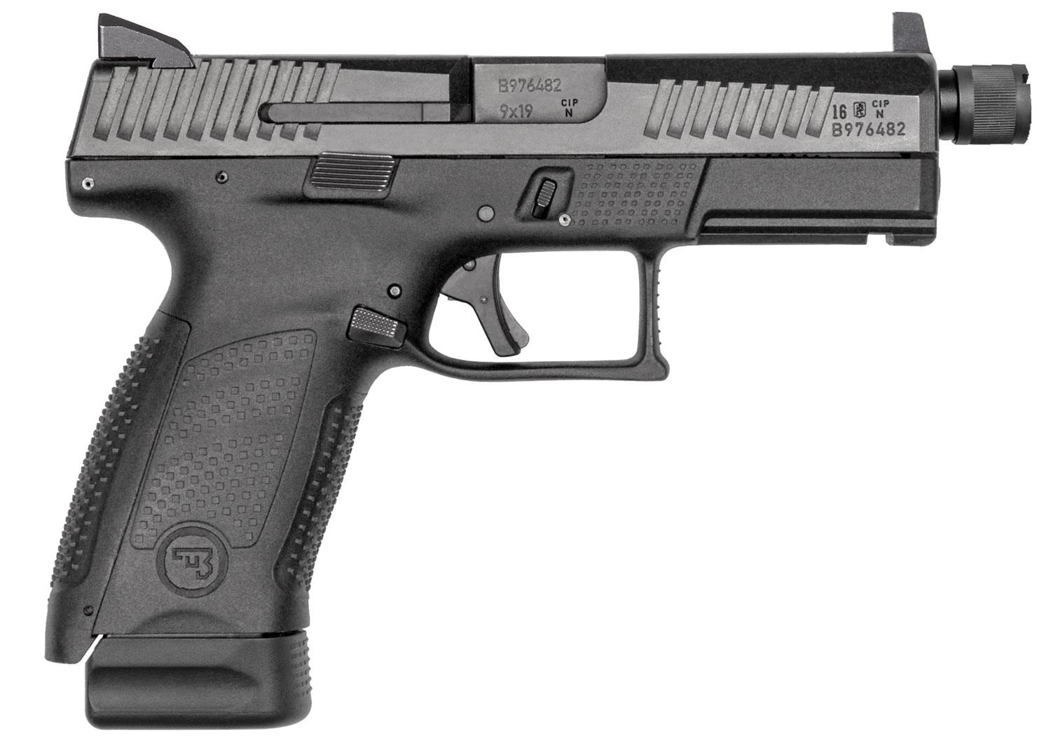 CZ-USA P-10 Compact Pistol 91523, 9mm, 4.6", Black Interchangeable Backstrap Grips, Black Nitride Finish, 17 Rds