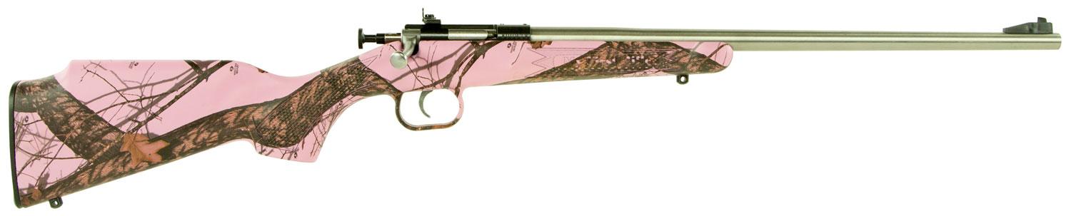 Crickett Single Shot Bolt Action Rifle KSA2164, 22 Long Rifle, 16.12", Mossy Oak Blaze Pink Synthetic Stock, Stainless Finish, 1 Rd
