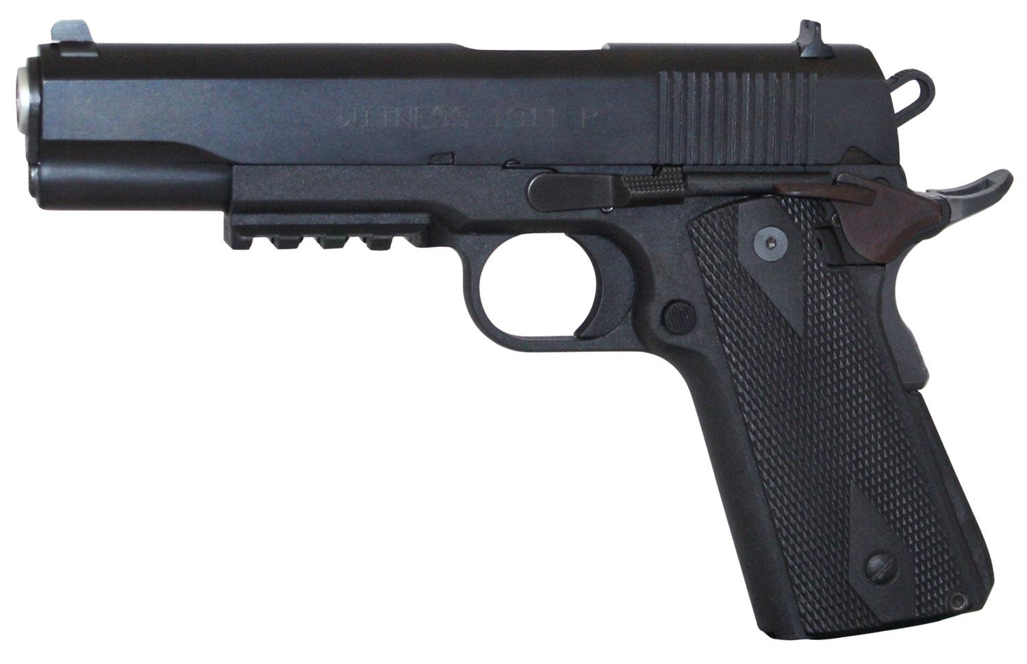 EAA Witness Elite 1911 Pistol 600349, 45 ACP, 4", Wood Grips, Black Finish, 8 Rds