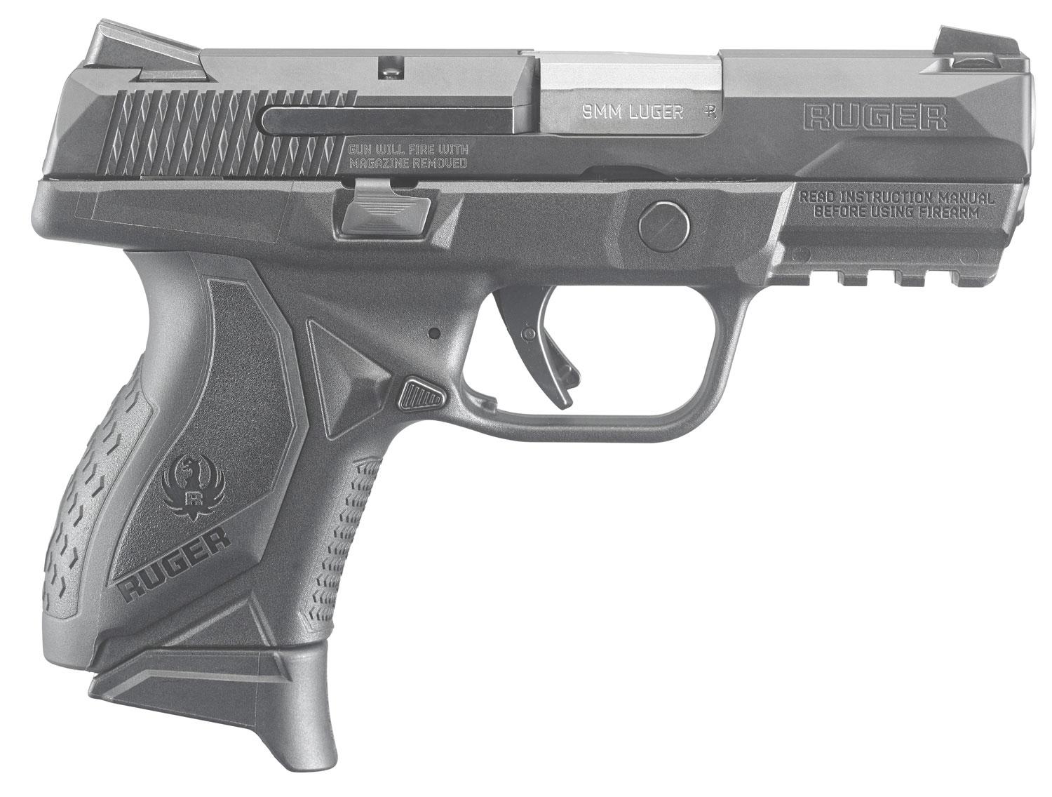 Ruger American Compact Pistol 8663, 9mm, 3.5", Black Polymer Wraparound Grips, Black Finish, 10 Rds