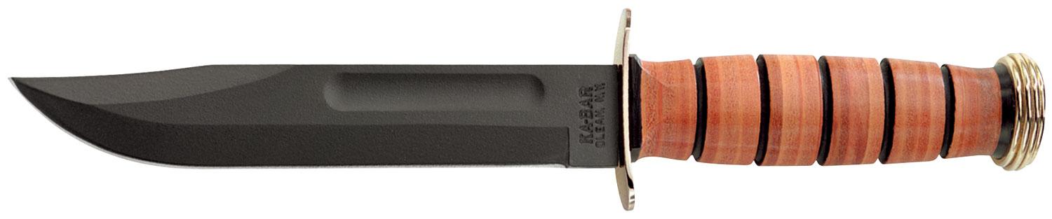 Ka-Bar USMC Fixed Knife w/Plain Edge & Leather Handle (1215)