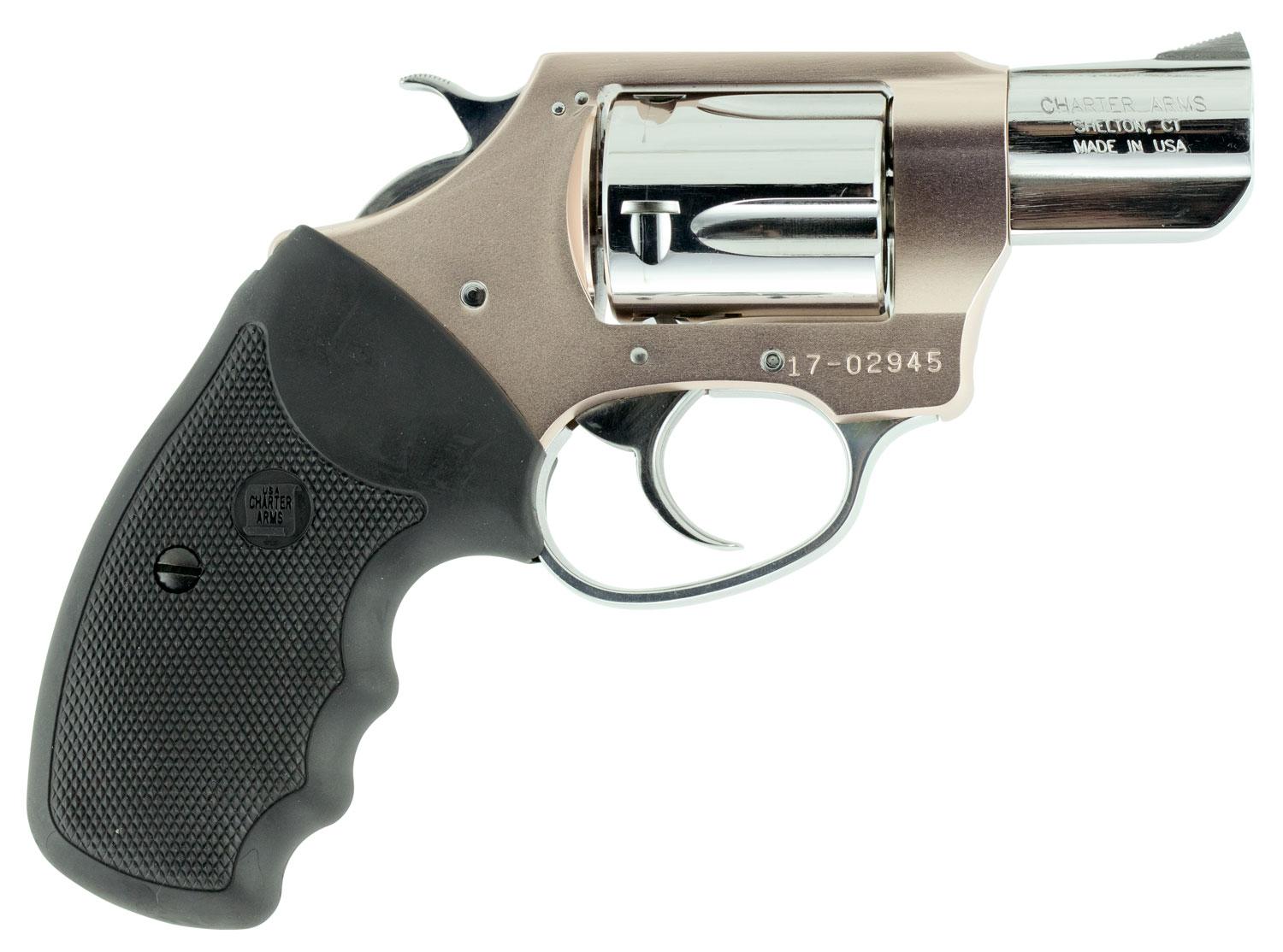Charter Undercover Rosebud Revolver 53859, 38 Special, 2", Black Rubber Grips, Aluminum Alloy Finish, 5 Rds