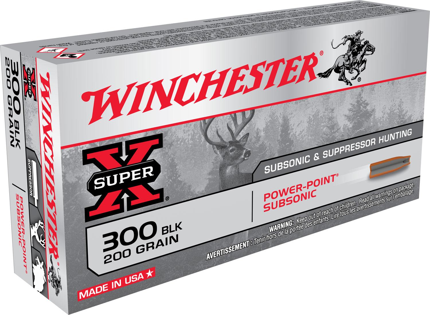 Winchester Super-X Centerfire Rifle Ammunition X300BLKX, 300 AAC Blackout, Hollow Point SubSonic, 200 GR, 1060 fps, 20 Rd/Bx