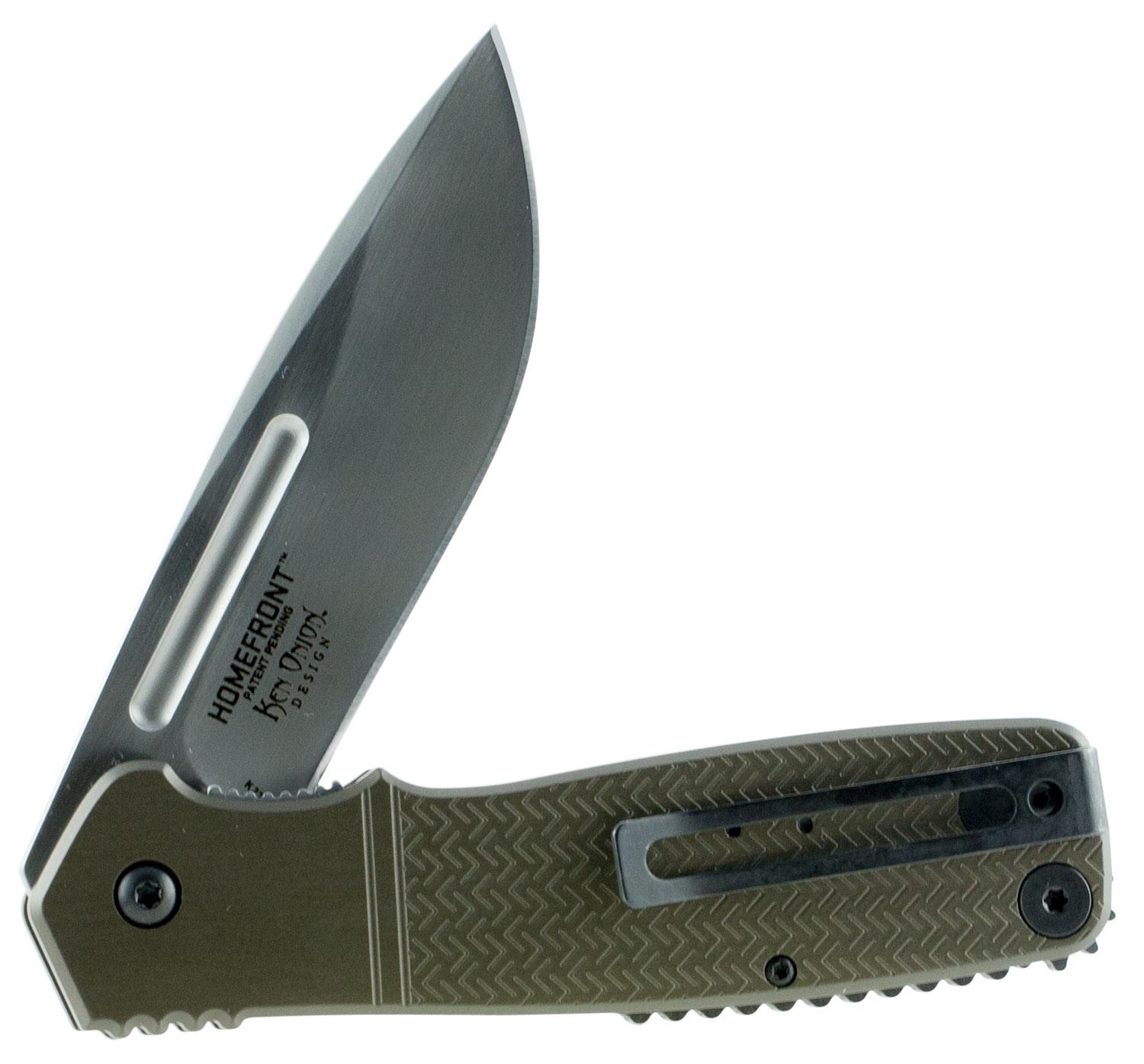 Columbia River Homefront Drop Point Folding Knife w/Plain Edge & Aluminum Handle (K270GKP)
