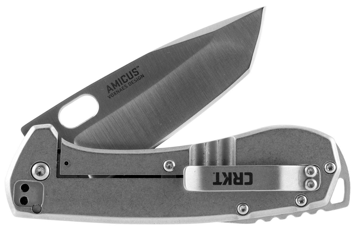 Columbia River Amicus Modified Tanto Folding Knife w/Plain Edge & Stainless Steel, G10 Black Handle (5441)