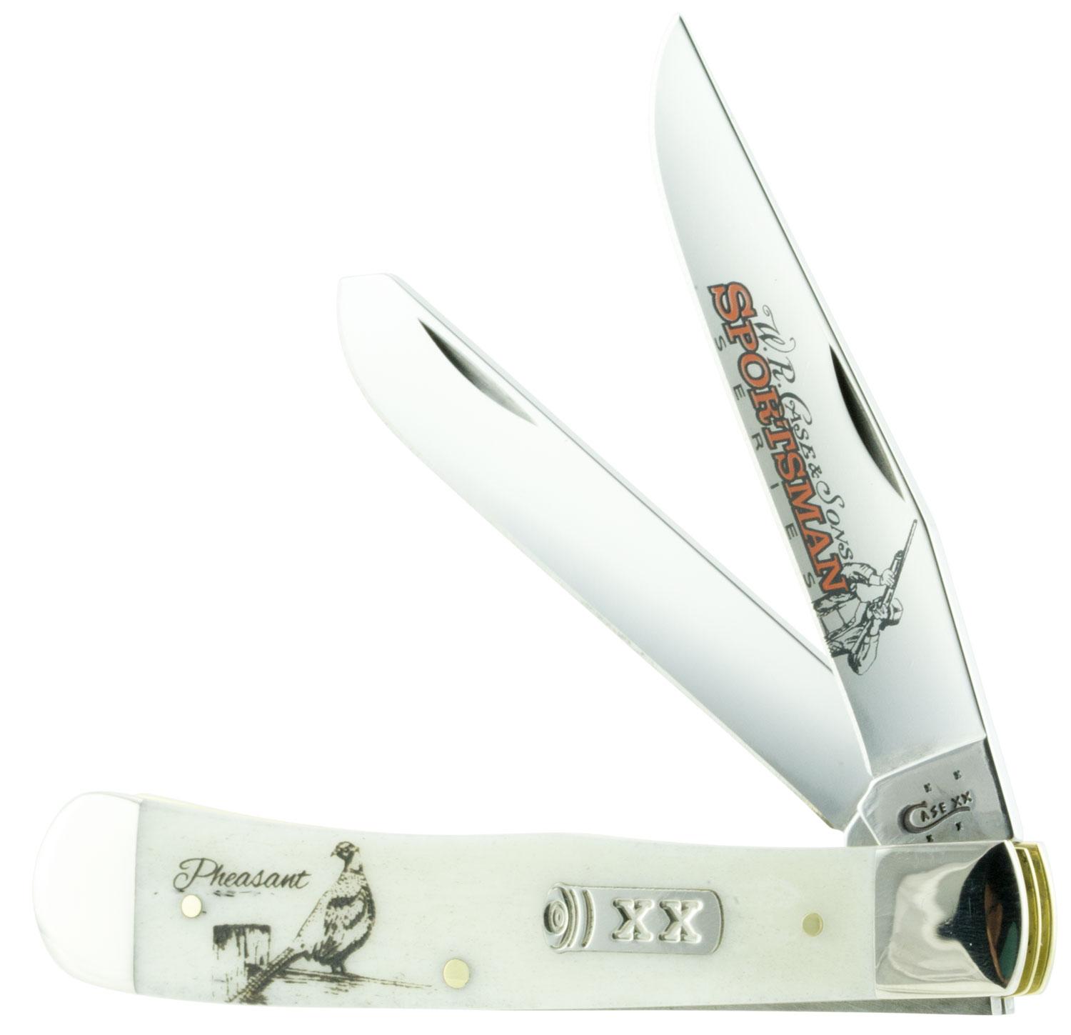 Case Trapper Pheasant Clip Point/Spey Folding Knife w/Plain Edge & Bone Handle (50431)