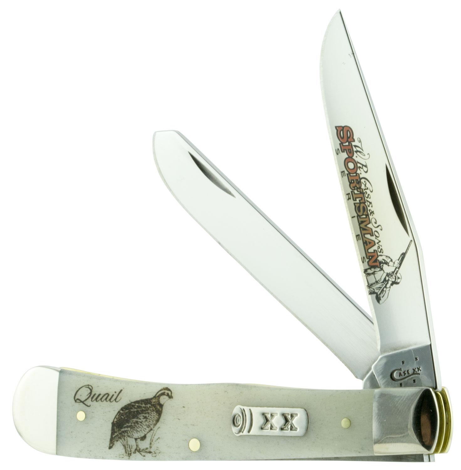 Case Trapper Quail Clip Point/Spey Folding Knife w/Plain Edge & Bone Handle (50435)