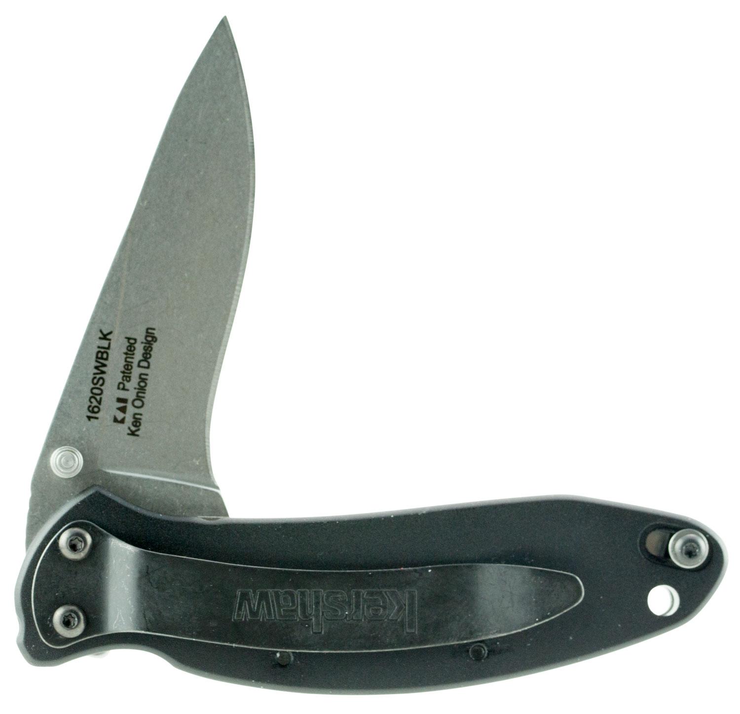 Kershaw Scallion Drop Point Knife w/Plain Edge & 6061-T6 Anodized Aluminum Handle Black (1620SWBLK)
