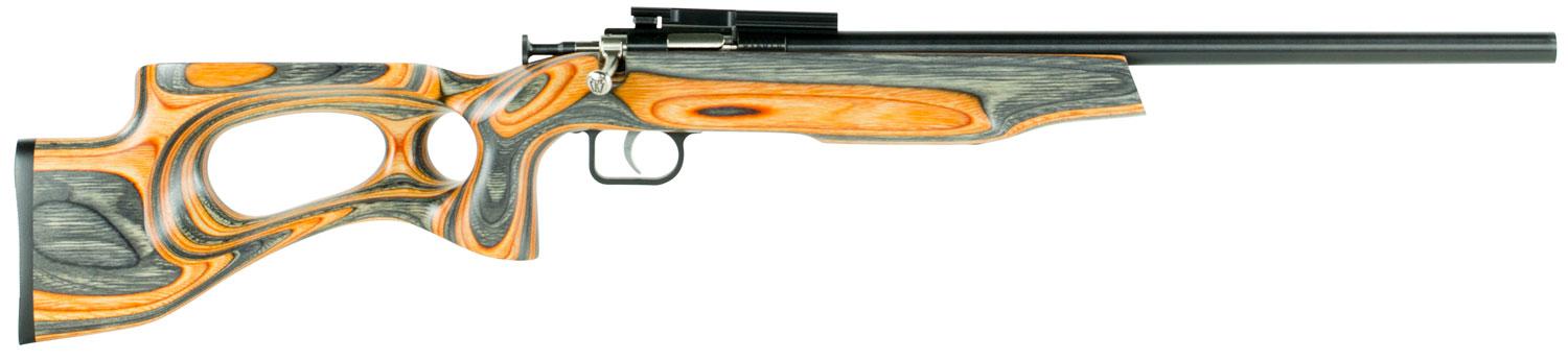 Crickett Single Shot Bolt Action Rifle, 22 Long Rifle, 16.125", Laminate Thumbhole/Black orange Stock, Blued Finish, 1 Rds