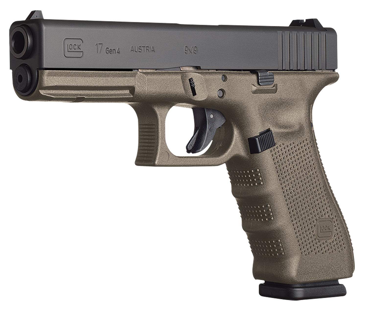 Glock 17 Gen4 Pistol PG1757203, 9mm, 4.48", OD Green Grips, OD Green Finish, 17 Rds