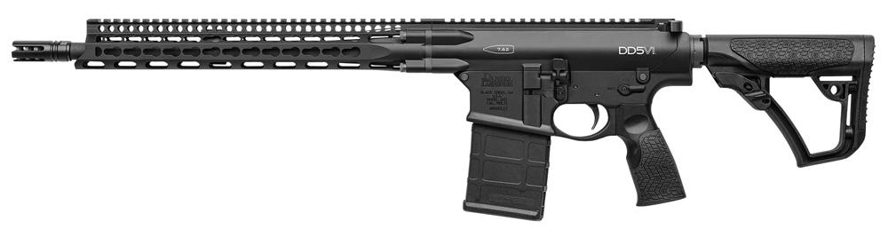 Daniel Defense DD5 V1 Semi-Auto Rifle 17029047, 308 Winchester, 16", 6-Position Black Stock, Black Hard Coat Anodized/Black Phosphate Finish, 20 Rd