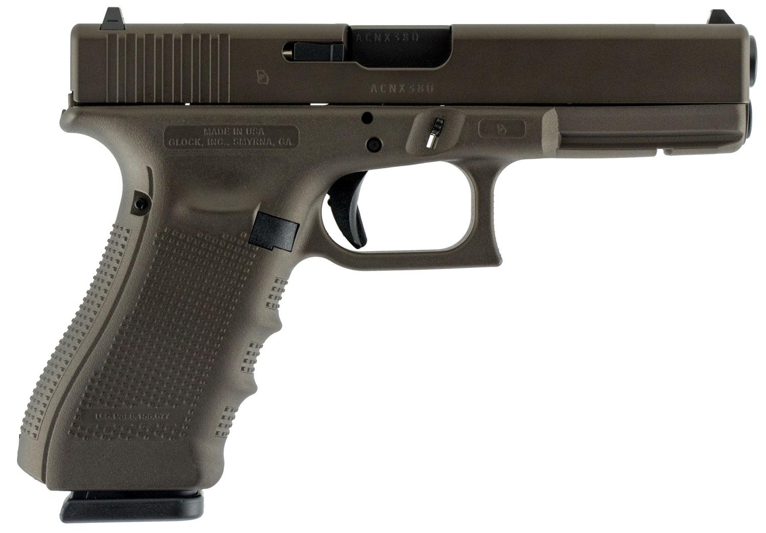 Glock 17 Gen4 Pistol UG1750204, 9mm, 4.48", Midnight Bronze Grip, Midnight Bronze Cerakote Finish, 17 Rds