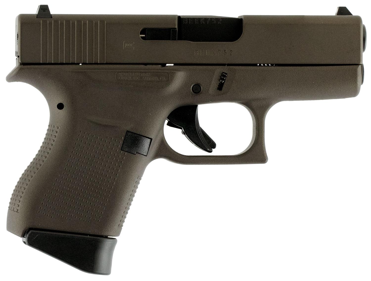 Glock G43 Pistol UI4350204, 9mm Luger, 3.39", Midnight Bronze Polymer Grip/Frame, Midnight Bronze Cerakote Finish, 6 Rds