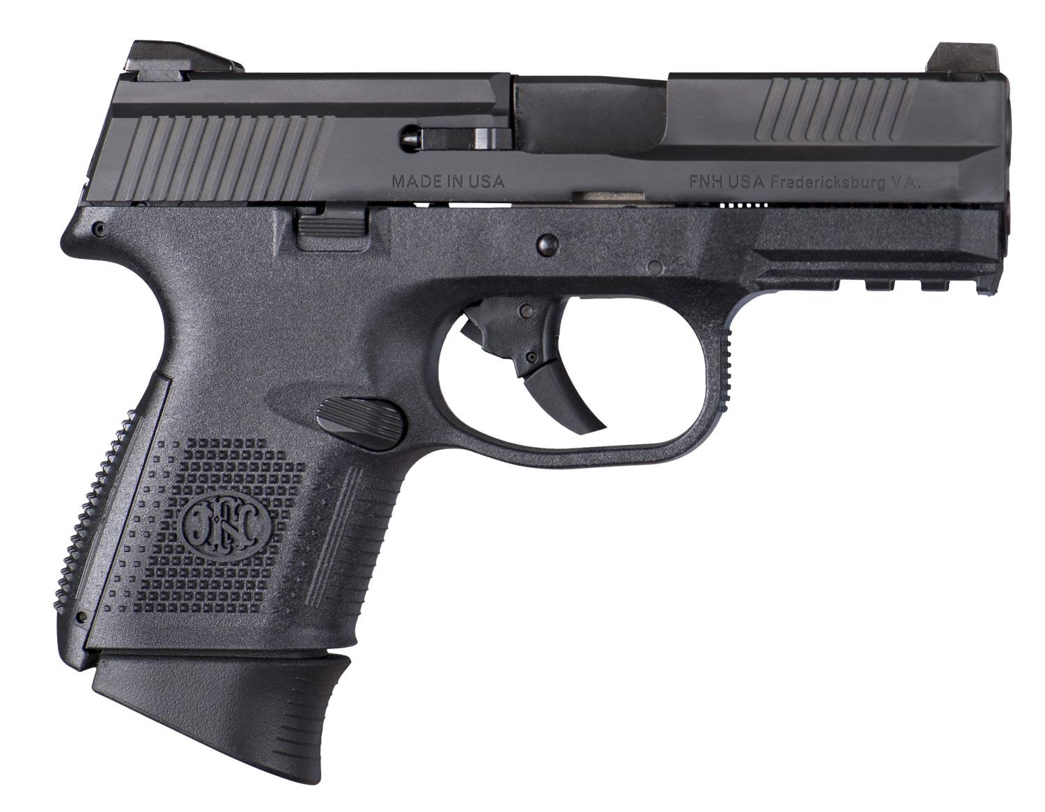 FN Herstal FNS-9 Compact Pistol 66774, 9mm Luger, 3.6", Black Interchangeable Backstrap Grips, Black Finish, 10 Rds
