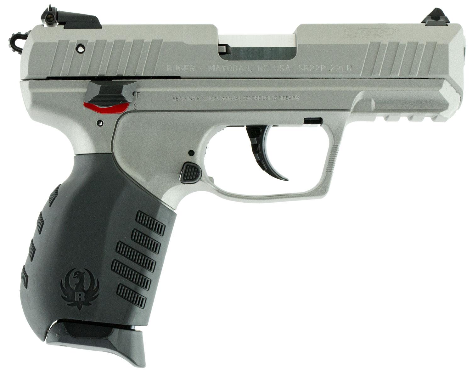 Ruger SR22 Pistol 3630, 22 LR, 3.5", Black Polymer Grips, Black Cerakote Finish, 10 Rds