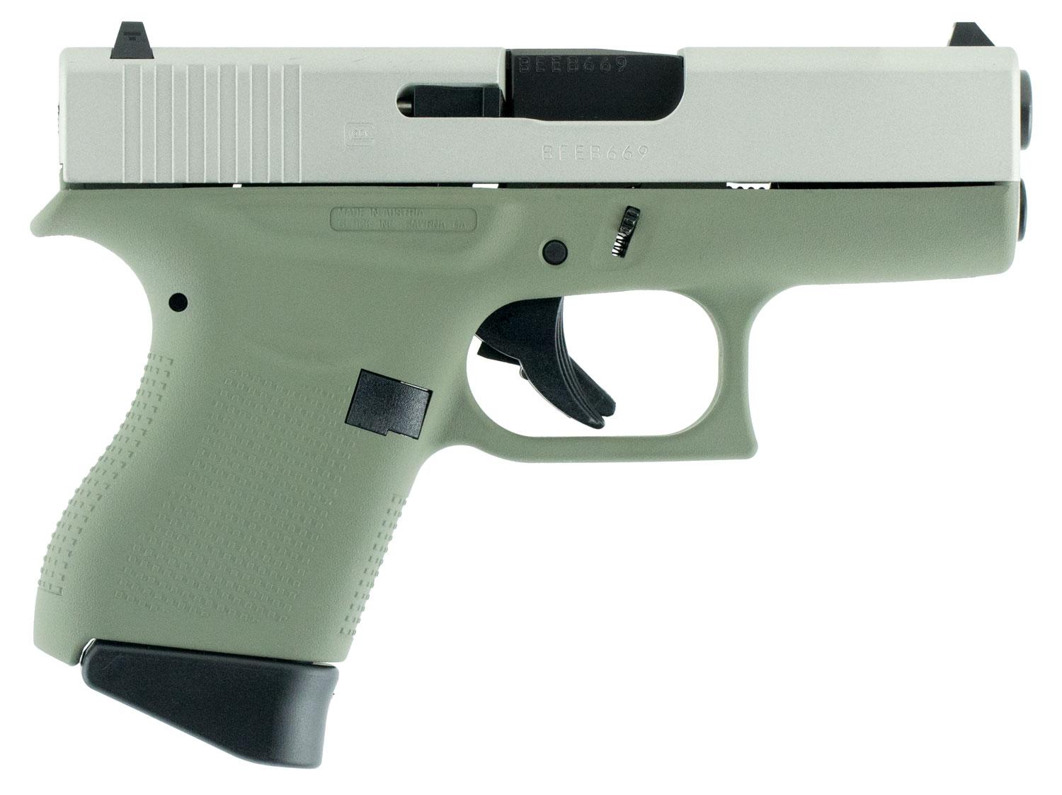 Glock G43 Pistol UI4350204, 9mm Luger, 3.39", Forest Green Poylmer Grips, Forest Green Cerakote Finish, 6 Rds