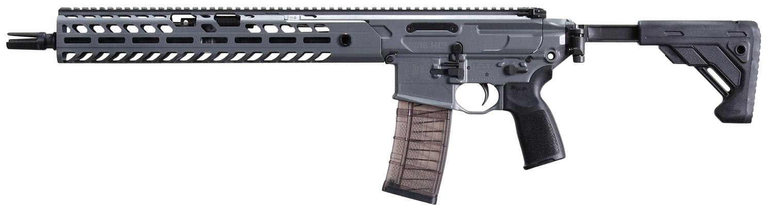 Sig MCX Virtus Patrol Semi-Auto Rifle SIGL, 300 AAC Blackout/Whisper (7.62x35mm), 16", 5-Position Black Stock, Gray/Black Finish, 30 Rd