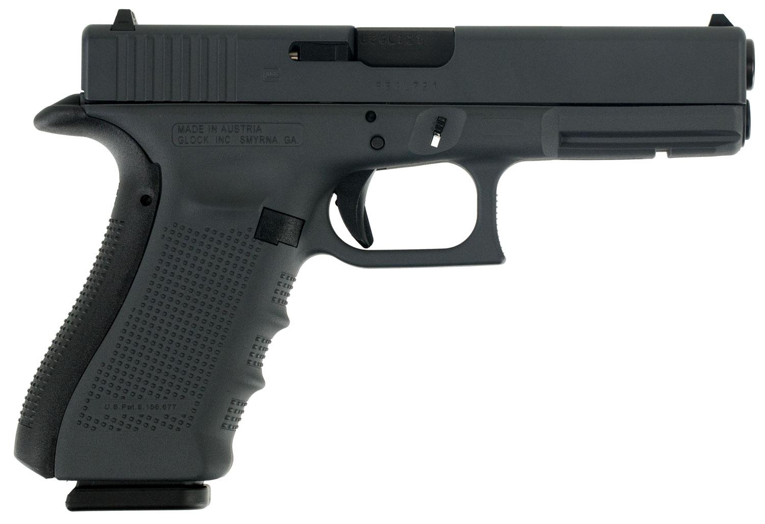 Glock G17 Gen 4 Pistol PG1750203SNP, 9mm Luger, 4.48", Gray Interchangeable Backstrap Grips, Gray Finish, 17 Rd