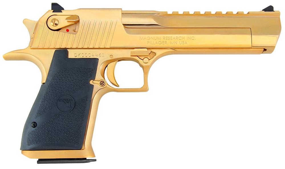 Magnum Research Desert Eagle Mark XIX Pistol DE44GO, 44 Remington Mag, 6", Black Grips, 24K Gold Finish, 8 Rds