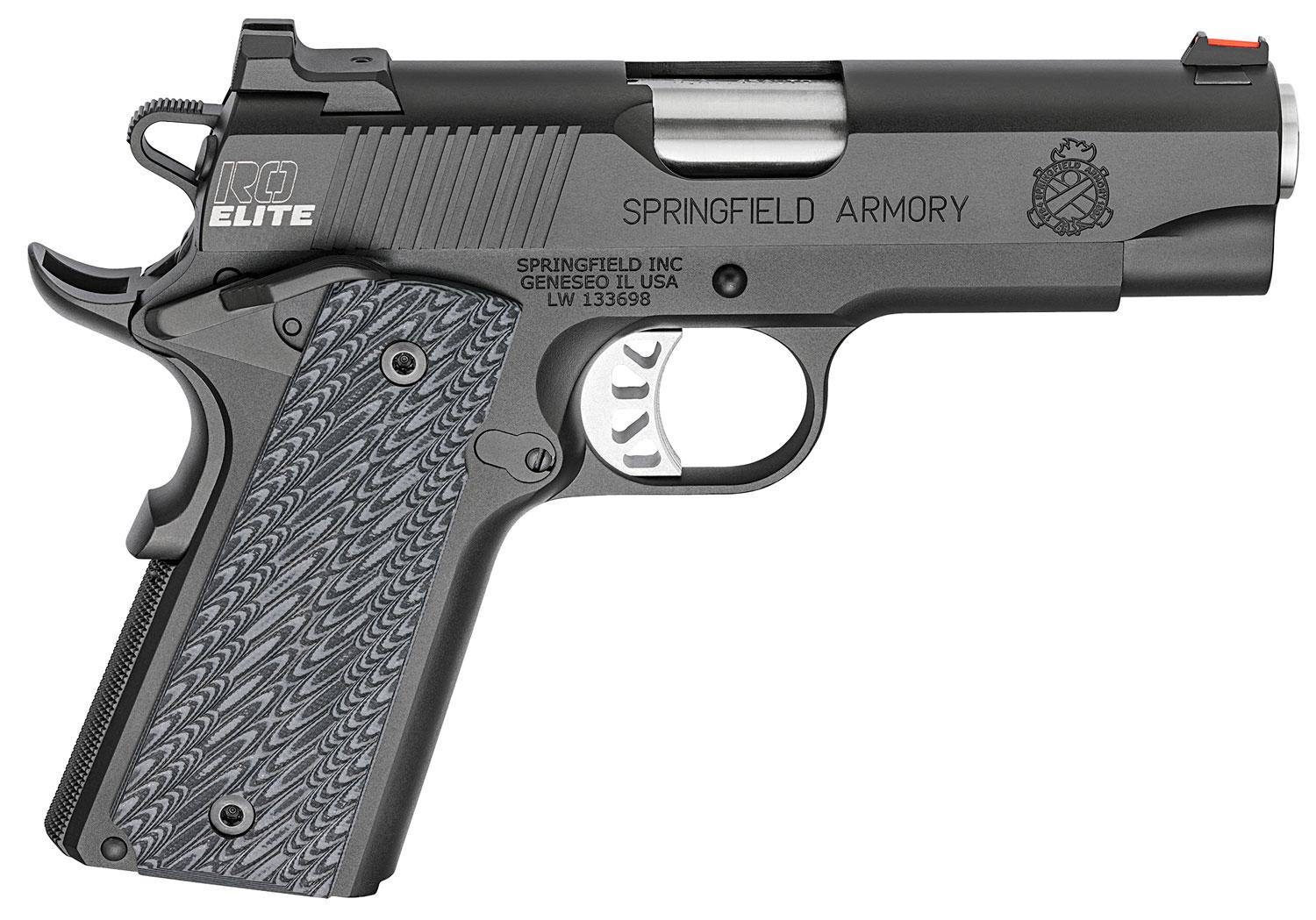 Springfield 1911 Range Officer Elite Champion Pistol PI9136ER, 45 ACP, 4", Black G10 Grips, Black Finish, 7 Rds