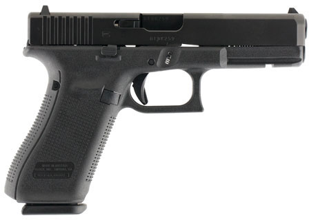 Glock 17 Gen5 Pistol PA1750203, 9mm, 4.48 in, Black Polymer Grip, Gas Nitride Finish, Fixed Sights, 17 Rds