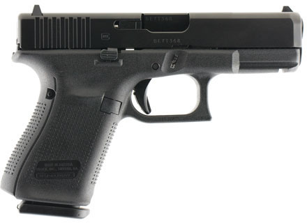 Glock 19 Gen5 Pistol PA1950301AB, 9mm, 4.48 in, Black Polymer Grip, Gas Nitride Finish, AmeriGlo Sights, 10 Rds