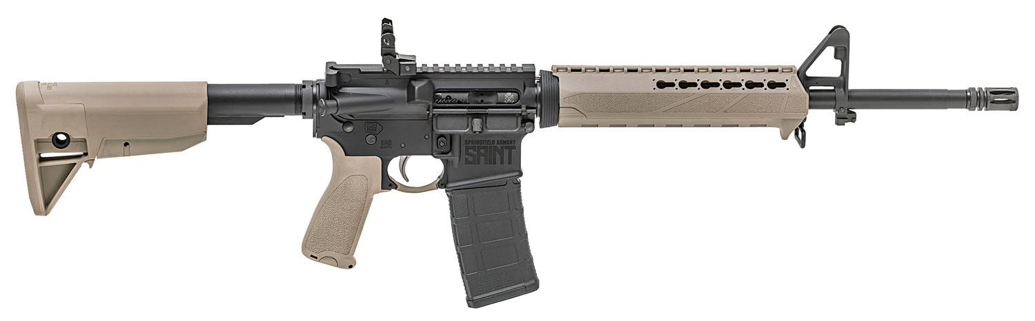 Springfield Saint AR-15 Semi-Auto Rifle ST916556FDE, 223 Remington-5.56 NATO, 16", 6-Position Flat Dark Earth Stock, Black Hard Coat Anodized Finish, 30 Rd