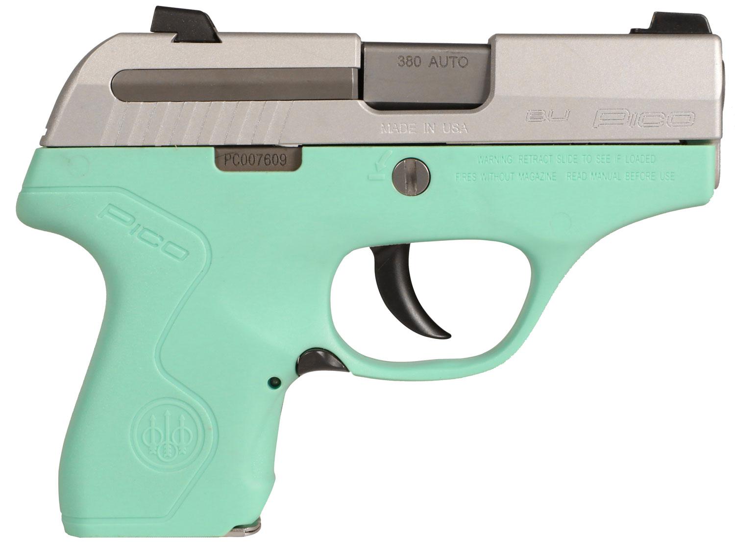 Beretta Pico Pistol JMP8D75, 380 Automatic Colt Pistol ACP, 2.7", Robin Egg Blue Polymer Grip/Frame, Robin Egg Blue Finish, 6 Rd