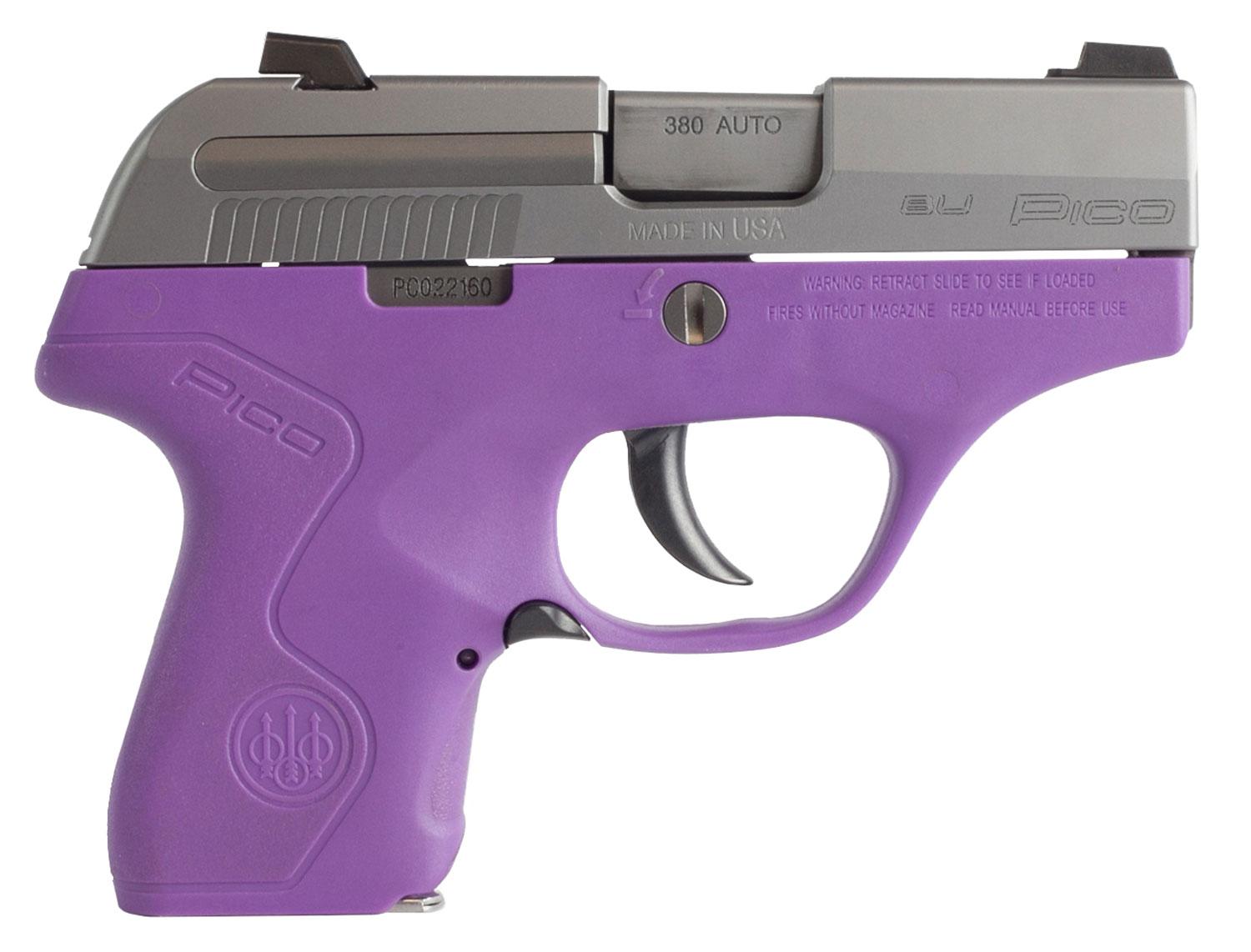 Beretta Pico Pistol JMP8D85, 380 Automatic Colt Pistol ACP, 2.7", Lavender Polymer Grip/Frame, Lavender Finish, 6 Rd