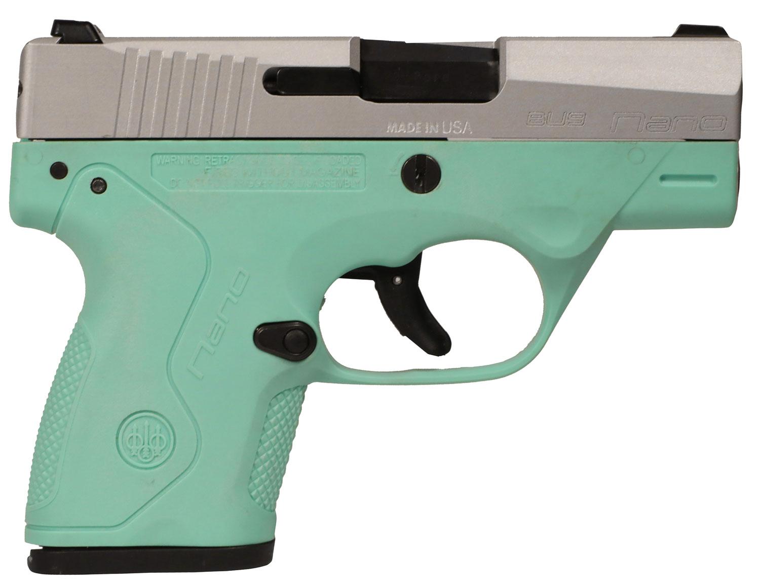 Beretta Nano Pistol JMN9S75, 9mm Luger, 3", Robin Egg Blue Polymer Grip/Frame, Robin Egg Blue Finish, 6/8 Rd
