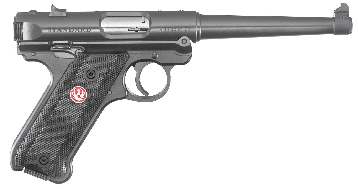 Ruger Mark IV Standard Pistol 40105, 22 Long Rifle, 6", Black Aluminum Grips, Blued Finish, 10 Rd