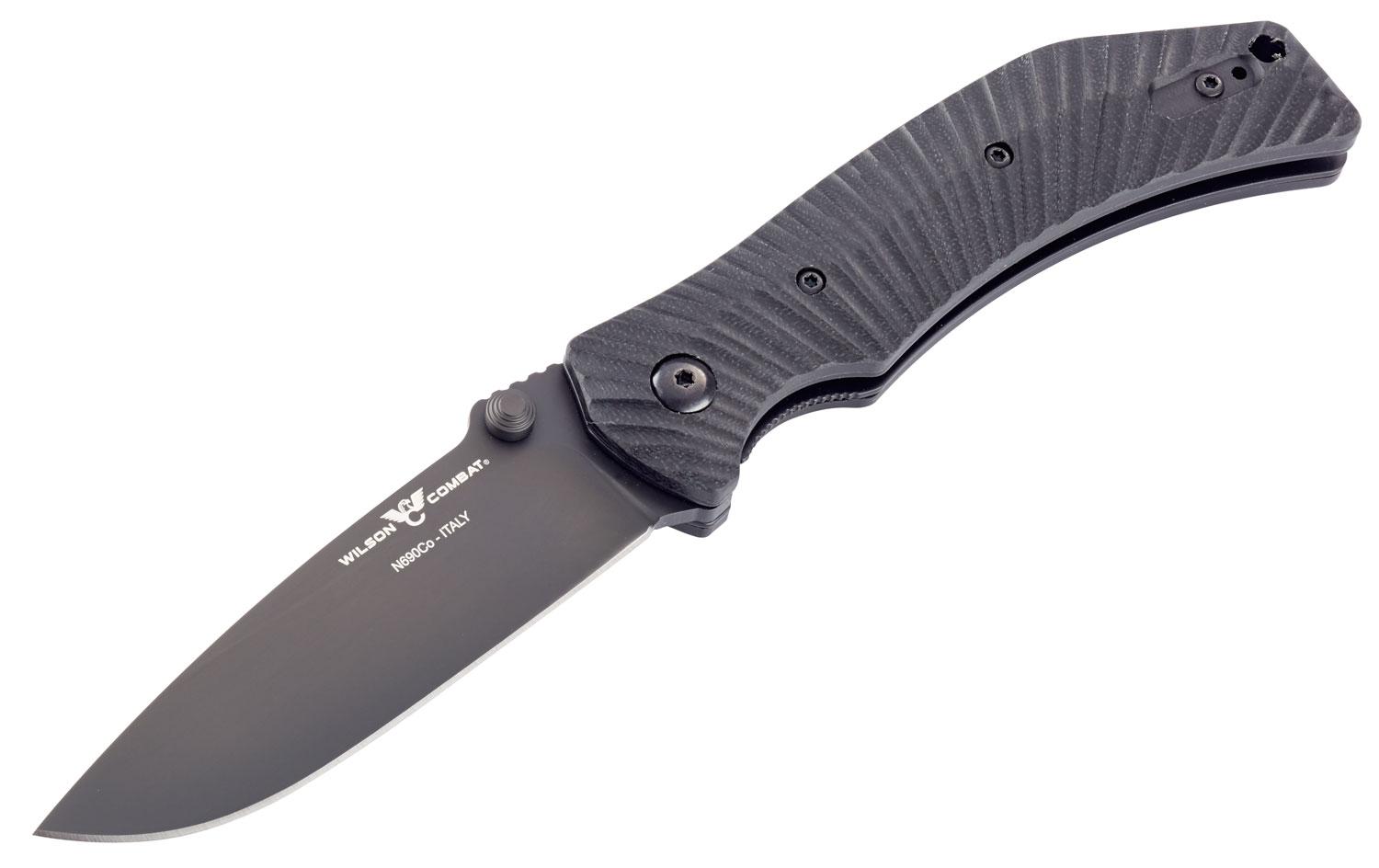 Wilson Combat Extreme Lite Carry Drop Point Folding Knife w/Plain Edge & G10 Black Handle (WTKELCBG10)