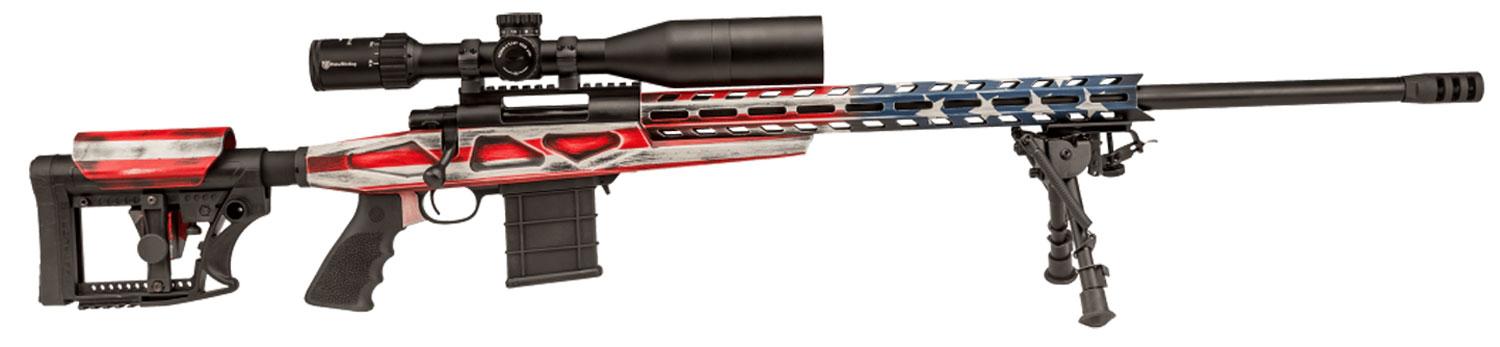 Howa HCR Bolt Action Rifle HCRA73127USK, 308 Winchester, 20", Luth-AR MBA-4/Aluminum Chassis Black Stock, American Flag Cerakote/Black Finish, 10 Rd