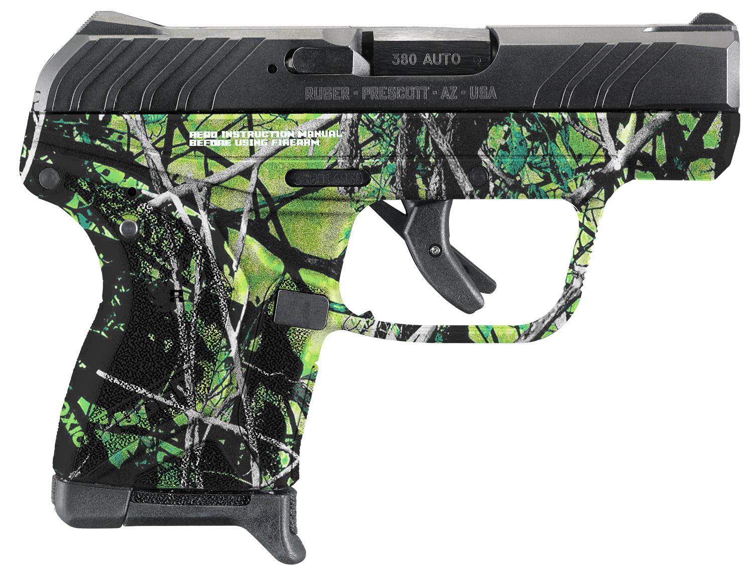 Ruger LCP II Pistol 3765, 380 Automatic Colt Pistol ACP, 2.75", Moon Shine Toxic Camo Polymer Grips, Moon Shine Toxic Camo Finish, 6 Rd