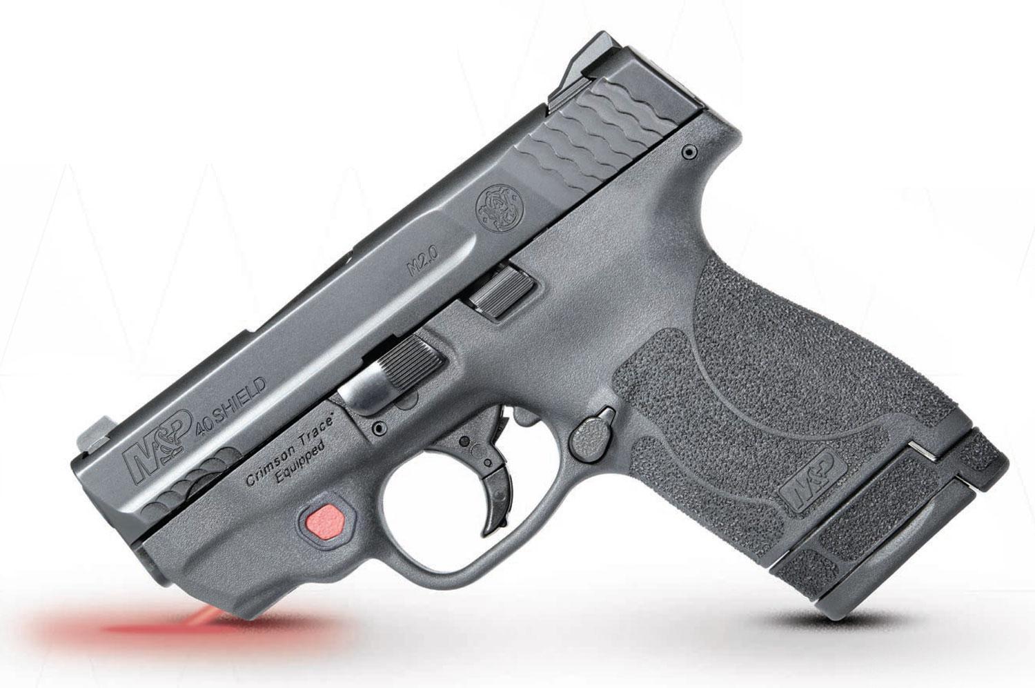 Smith & Wesson M&P Shield M2.0 Pistol 11674, 40 S&W, 3.1", Crimson Trace Red Laser, Black Polymer Grip/Frame, Black Finish, 6/7 Rd