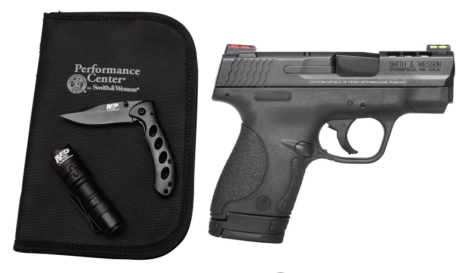 Smith & Wesson Performance Center Everyday Carry Kit 12067, 9mm Luger, 3.1", Black Polymer Grip/Frame, Black Finish, 7/8 Rd