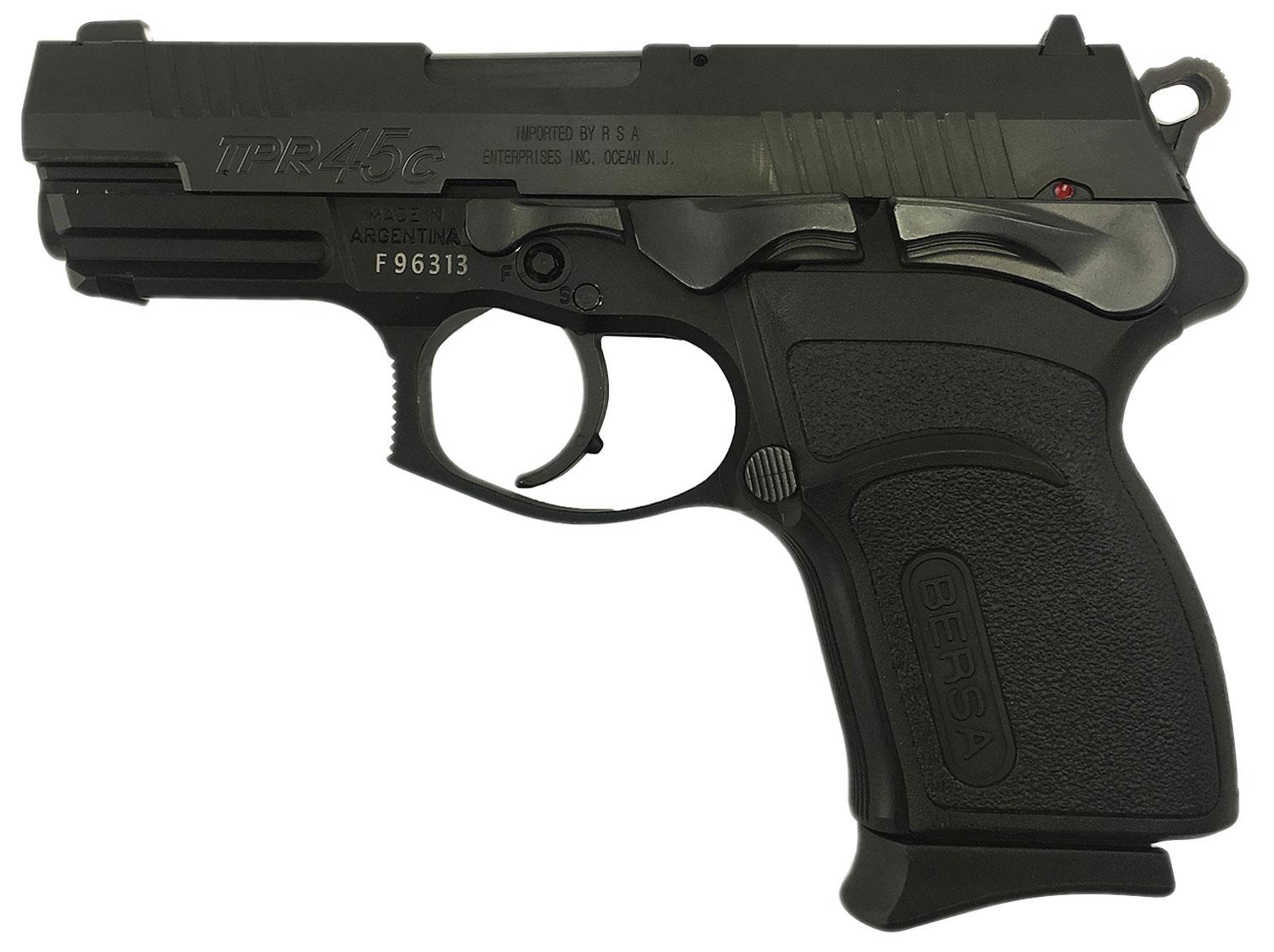 Bersa Pro Compact Pistol TPR45CM, 45 Automatic Colt Pistol ACP, 3.6", Black Polymer Grips, Black Finish, 7 Rd