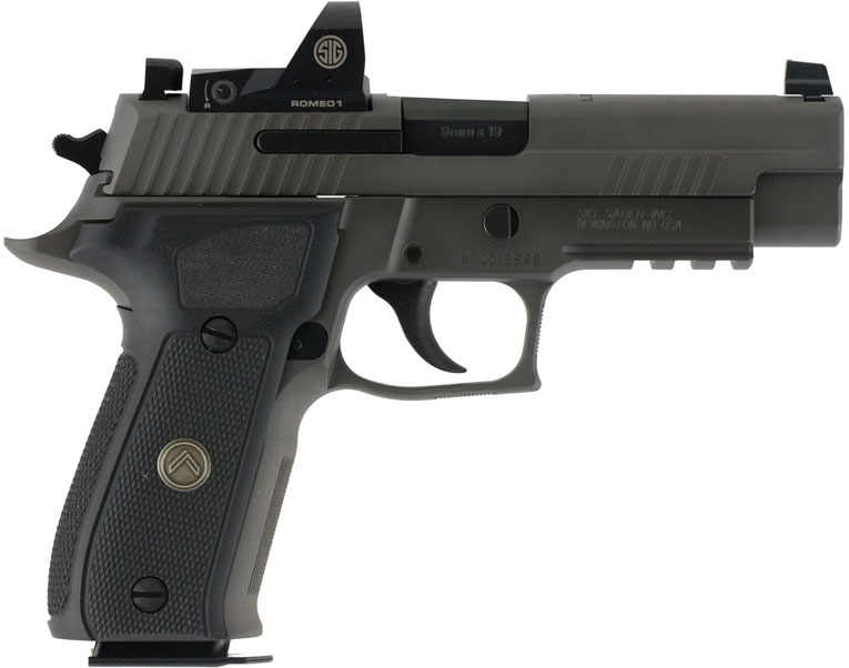 Sig P226 Legion RXP Pistol w/Romeo1 Pro E26R9LEGIONRXP, 9mm, 4.4 in, High Checkered G10 Grip, Legion Grey PVD Finish, Romeo1 Pro Red Dot Sight, 15Rd