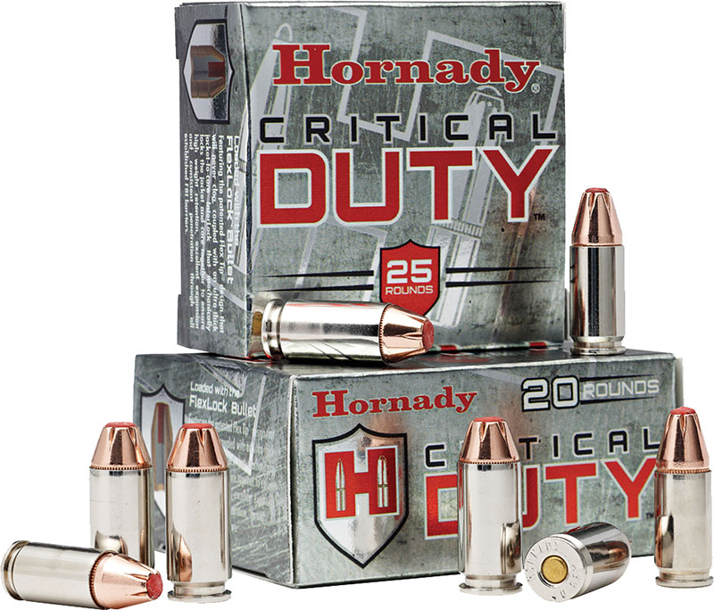 Hornady Critical Duty Pistol Ammunition 90236, 9mm, FlexLock, 135 GR, 1010 fps, 25 Rd/bx