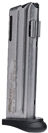 Walther Magazine w/Finger Rest, 10 Round, 22 LR, Nickel Finish, For Model P22 (512604)