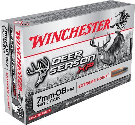 Winchester Deer Season XP Rifle Ammunition X708DS, 7mm-08 Remington, Extreme Point, 140 GR, 2800 fps, 20 Rd/Bx