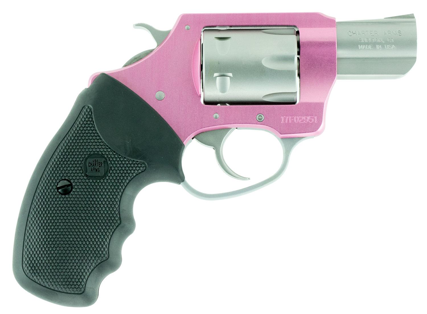 Charter Pink Lady Revolver 52330, 22 Win Mag Rimfire (WMR), 2", Black Rubber Grips, Pink Finish, 6 Rds