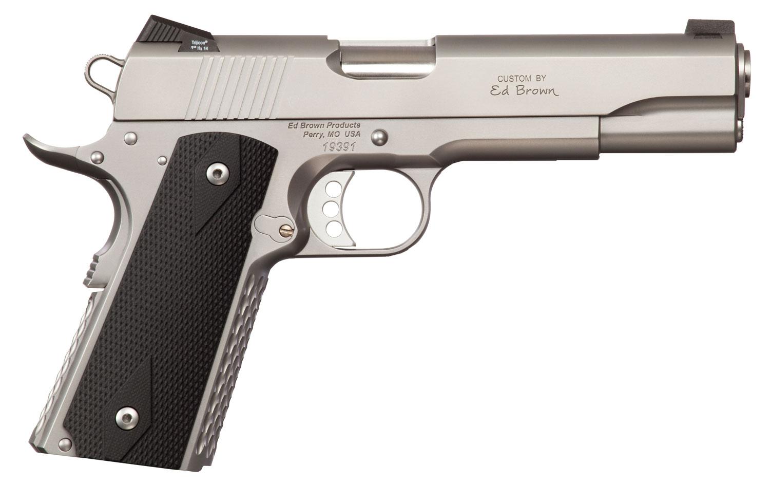 Ed Brown Alpha Elite Pistol AESS, 45 Automatic Colt Pistol ACP, 5", Black Polymer Grips, Stainless Steel Finish, 7 Rd
