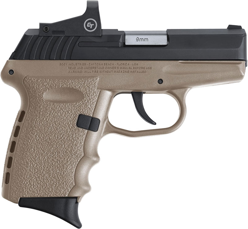 SCCY Industries CPX-2 RD Pistol CPX2CBDERDE, 9mm, 3.1", FDE Grip/Frame, Black Nitride Slide, Crimson Trace CTS-1500 Red Dot, 10 Rds