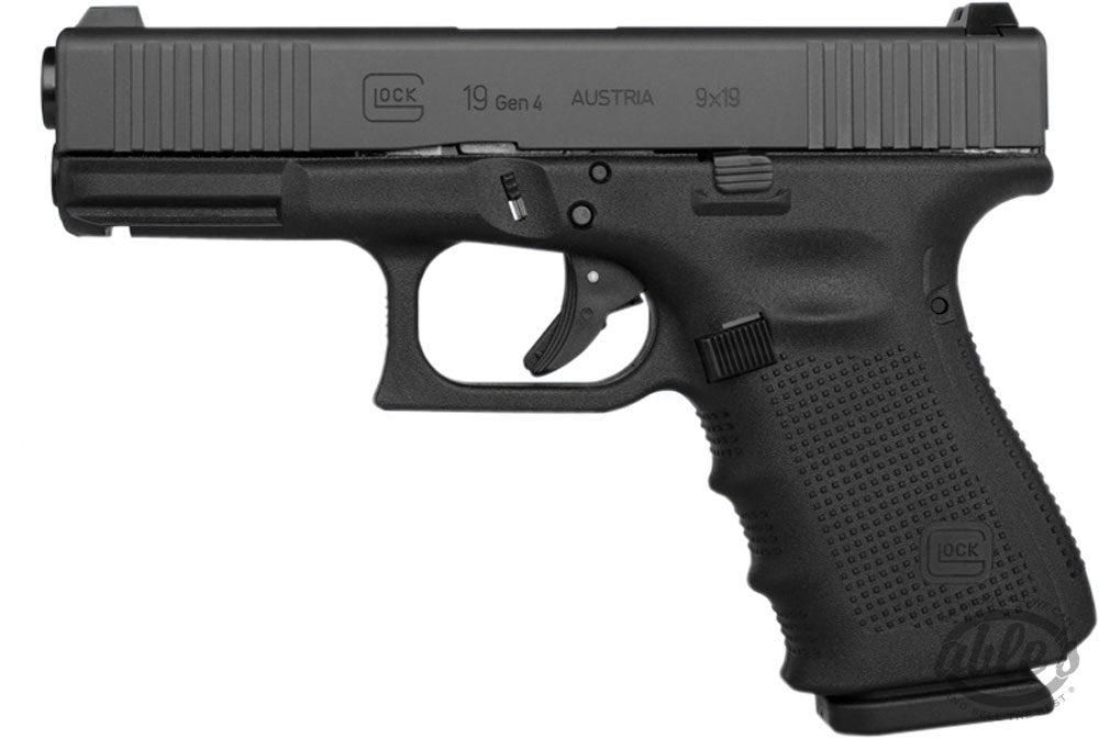 Glock 19 Gen 4 Pistol w/  Front Serrations PG1950433FS, 9mm, 4.0", Black Interchangeable Polymer Grips, Black Finish, 15 Rds