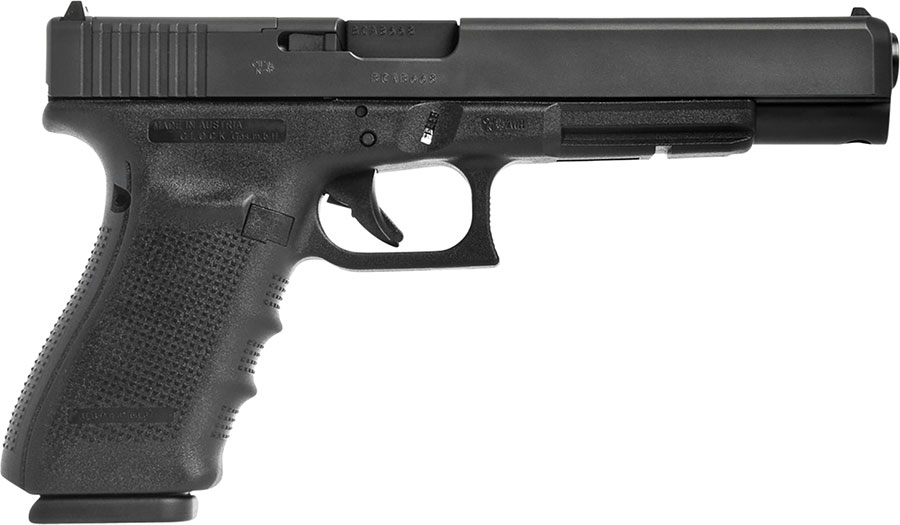 Glock 40 Gen4 MOS Pistol UG4030103MOS, 10mm, 6.02", Textured Finger Grooved Grips, Black Finish, 15 Rds