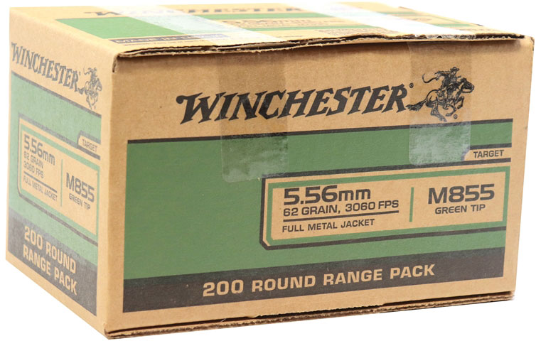 Winchester USA Rifle Ammunition WM855200, 5.56mm NATO, Full Metal Jacket, 62 gr, 200 Rd/Bx