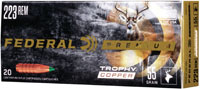Federal Premium Trophy Copper Rifle Ammunition P223TC1, 223 Remington, Trophy Copper, 55 GR, 3240 fps, 20 Rd/Bx
