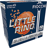 Fiocchi Exacta Target Little Rhino Shotshells 12TX75, 12 Gauge, 2-3/4", 1 oz, 1250 fps, #7.5 Lead Shot, 25 Rds/Bx