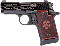 Sig Sauer P938 Texas Silver Edition Pistol 9389TXSAMBI, 9mm, 3 in, Wood Grips w/Texas Star, Black Finish, Silver Engraving